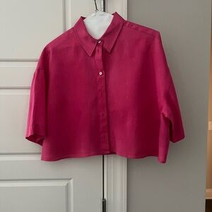 H&M Pink linen Button Up